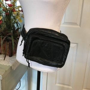 Black leather fanny pack